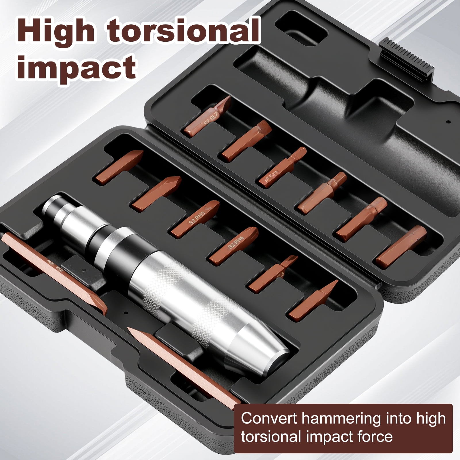 Hand Impact Screwdriver Set Reversible Manual Impact Driver Tool For Rusted Frozen Screws (silver )