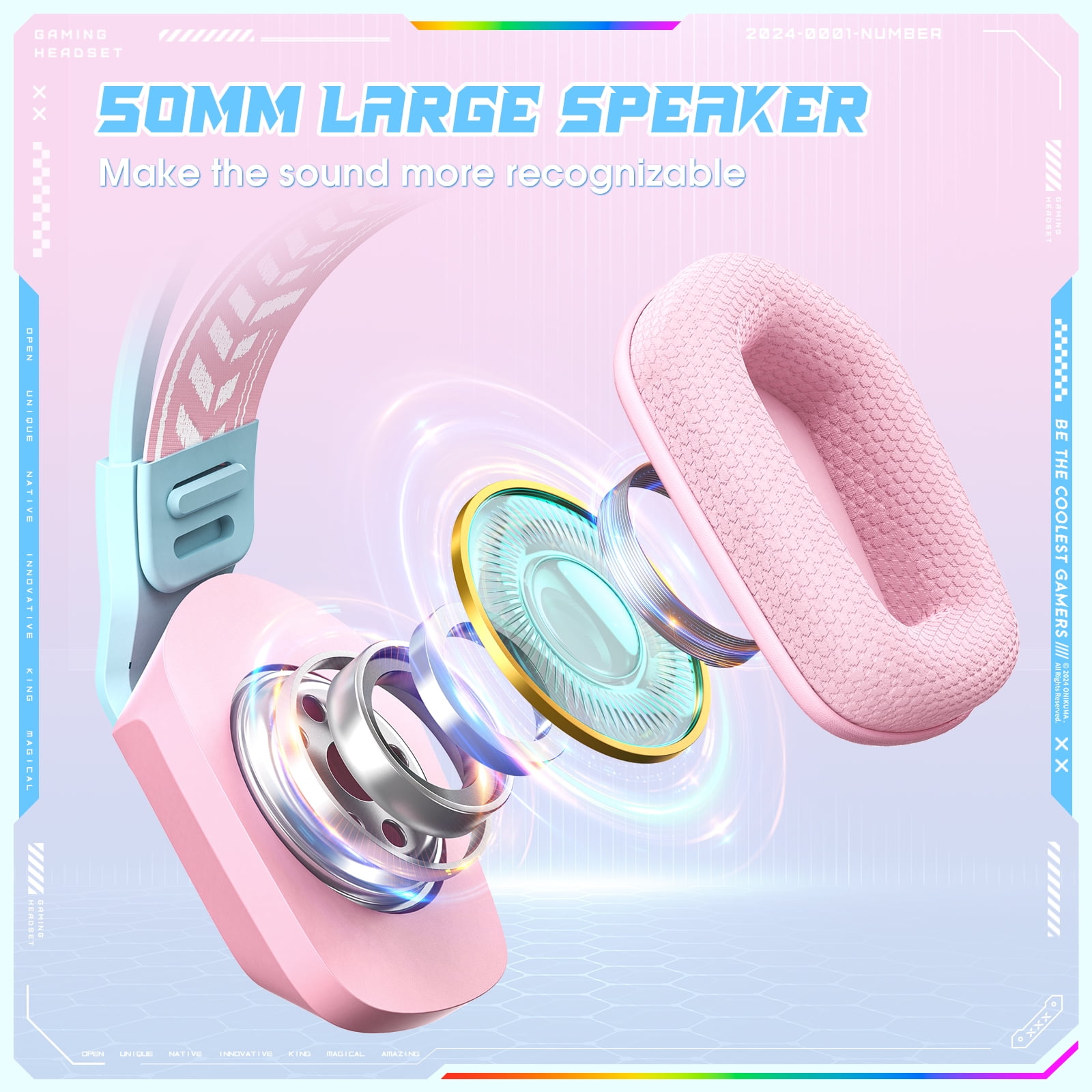 Gaming Headset with Mic for PC PS4 PS5 Xbox One Switch,Gamer Headphones Video Game Computer Gaming Headsets with Noise Cancelling Microphone Gaming Head Set Laptop Accessories,Pink