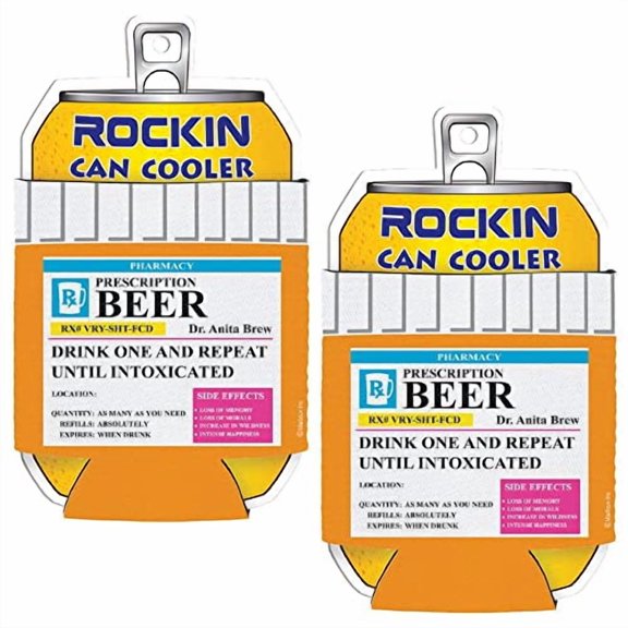 Beer Can Cooler Prescription Pill Bottle Insulated Can Holder Sleeve Rx Set of 2 Unique Funny Novelty 1 Shot, Great Gag Gifts Coolers for Beer Cans, Gift for Men & Women