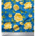 thumbnail image 3 of Soimoi Tissu Georgette Viscose Feuilles & Roses Imprimé Floral 1 Yard 42 Pouces de Large, 3 of 3