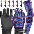 thumbnail image 1 of Exxact Sports Guantes De Bateo Para Jóvenes Con Manga Para El Brazo, Guantes De Bateo De Béisbol, Guantes De Bateo De Softbol Para Mujeres (Jóvenes S/M Lazer), 1 of 1