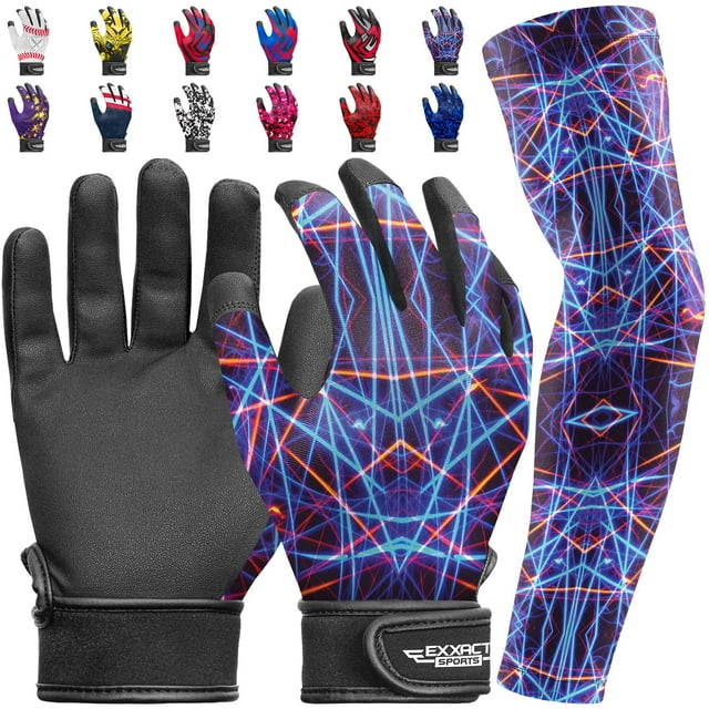 Exxact Sports Guantes De Bateo Para Jóvenes Con Manga Para El Brazo, Guantes De Bateo De Béisbol, Guantes De Bateo De Softbol Para Mujeres (Jóvenes S/M Lazer)