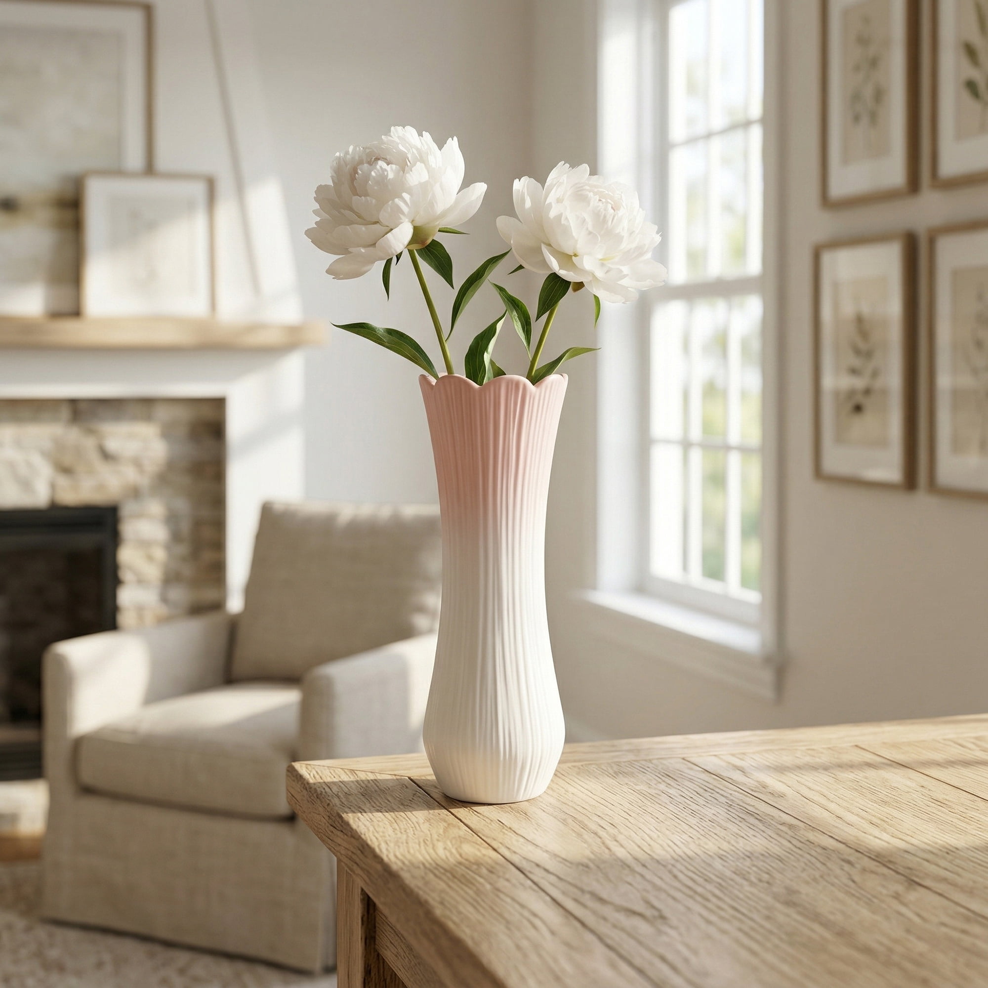 Unique Bargains Modern Tall Ceramic Vase for Decorative Pink 2.2"L x 2.2"W x 9.4"H