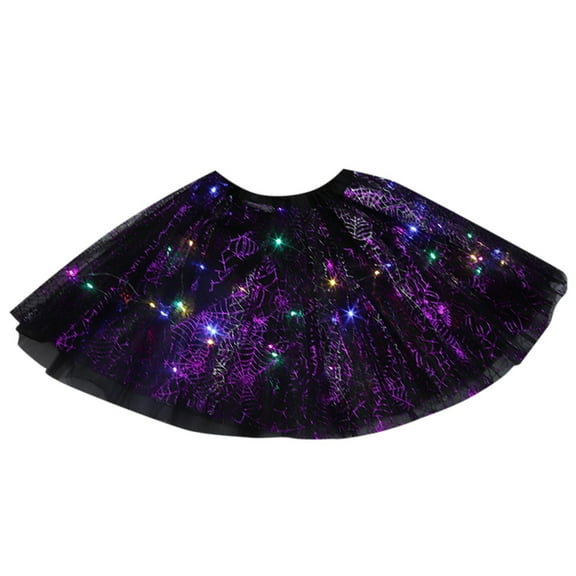 WOYY Girls Halloween Led Tutu Skirt Light Up Party Dancing Tulle Skirt