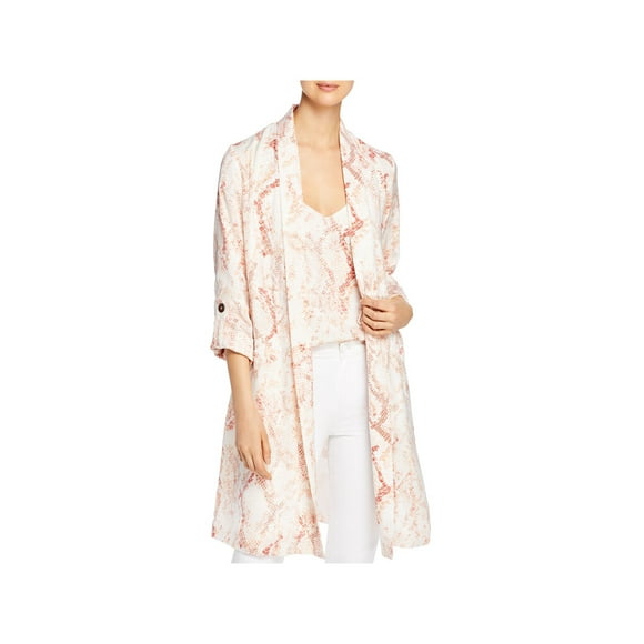 CUPCAKES AND CASHMERE Womens Beige Roll-tab Sleeve Trench Coat M