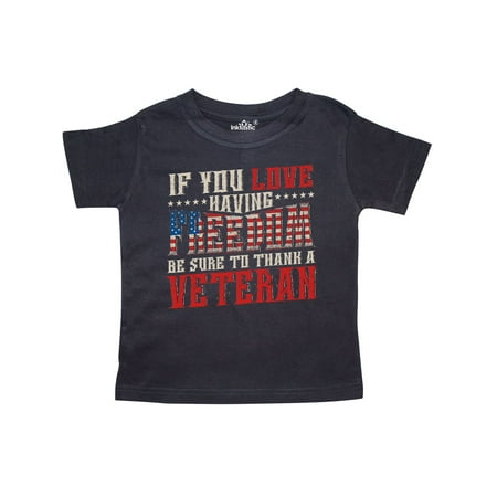 

Inktastic Love Freedom Thank Veteran USA Gift Toddler Boy or Toddler Girl T-Shirt