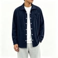 thumbnail image 5 of MXALUOB Men's Corduroy Jackets Button Front Textured Shirt Jacket with Chest Pocket Turn Down Collar Long Sleeve Casual Overshirt, 5 of 6