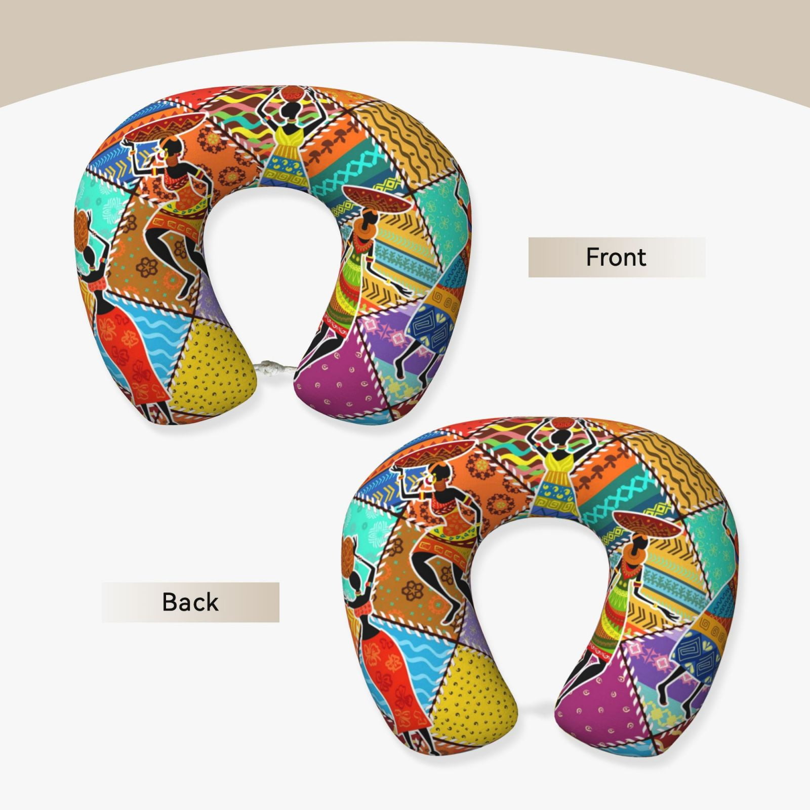 Xecao Dancing African Womans Print Memory Foam Cervical Neck Pillow Versatile U-Shaped Pillows for Home,Office,Camping,Travelling,Soft Washable Cover