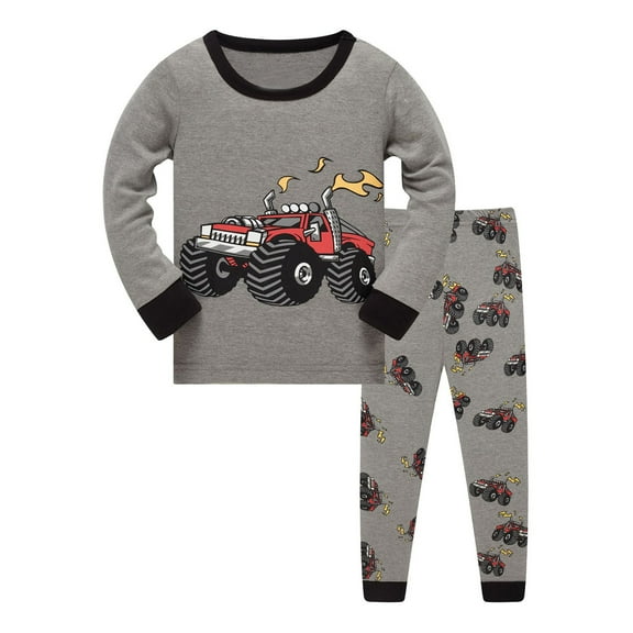 Fshinging Toddler Kids Boys Pajamas Cars Kids 2 Piece Pj's Long Sleeve Sleepwear Clothes Set Outfits Winter Set Baby Boy