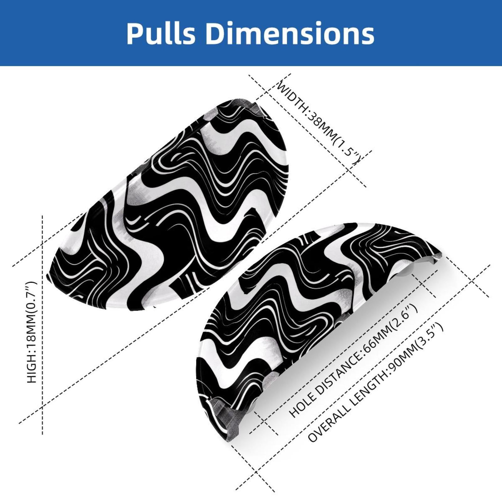 PhooArto 6 Pcs Cup Drawer Pulls, Black White Abstract Pattern Shell Shape Handles Cabinet Knobs for Dresser Cupboard Closet Wardrobe with Screws