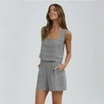 thumbnail image 6 of Mohiass Womens 2 Piece Outfits Linen Matching Sets Sleeveless Crop Tank Tops and High Waist Lounge Shorts with Pockets Light Gray M, 6 of 7