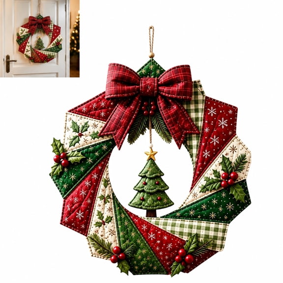Christmas Wreath Quilt Kit Christmas Fabric Wreath DIY Kit Beginner Friendly Sewing Craft Kit Holiday Home Wall Decor