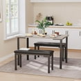 thumbnail image 2 of Juego Pequeño de Mesa de Comedor de 43.3" para 4 Personas - 3 Piezas con 2 Bancos Tapizados, Set Ahorra Espacio para Apartamentos, 2 of 7