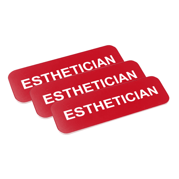 Esthetician 1 x 3" Name Tag/Badge, Red, (3 Pack)