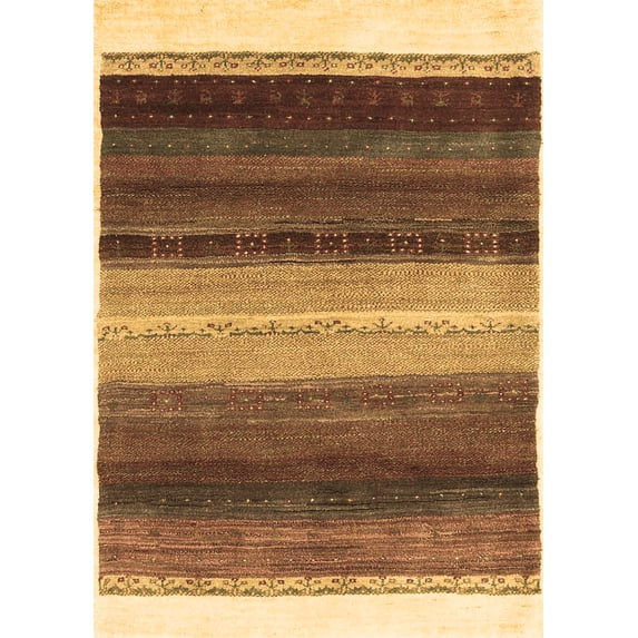 Ahgly Company Indoor Rectangle Abstract Brown Contemporary Area Rugs, 6' x 9'