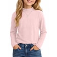 thumbnail image 2 of Resicozy Girls Long Sleeve Shirts Turtleneck Casual Base Slim Fit Fall Shirt for Kids, Soft Winter Tops for School Outdoor Daily Wear 2-13 Years Pink 120, 2 of 6