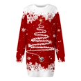 thumbnail image 3 of Vestidos de Lino Para Mujer Vestido Cómodo Con Estampado de Feliz Navidad Para Mujer Sudadera Con Capucha de Manga Larga Vestidos Midi de Manga Larga Con Bolsillos, 3 of 3