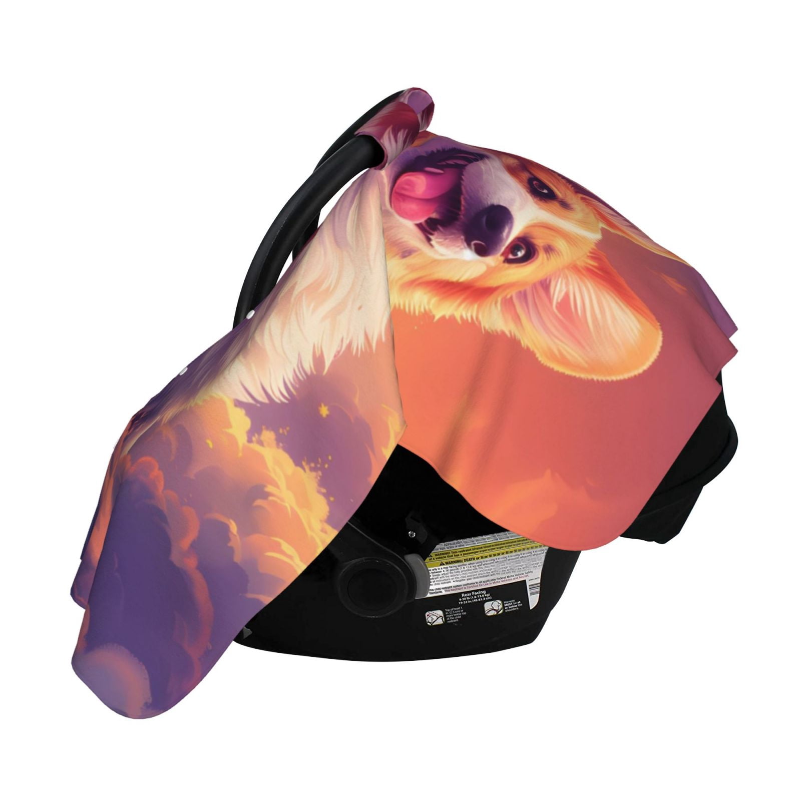 Naloa Sunset Cloud Corgi Baby Car Seat Cover, Breathable Baby Carrier Cover, Multiuse Baby Carrier Cover & Nursing Breastfeeding Cover