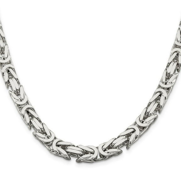 Diamond2Deal 925 Sterling Silver 8.25mm Byzantine Chain Necklace for Men 20"