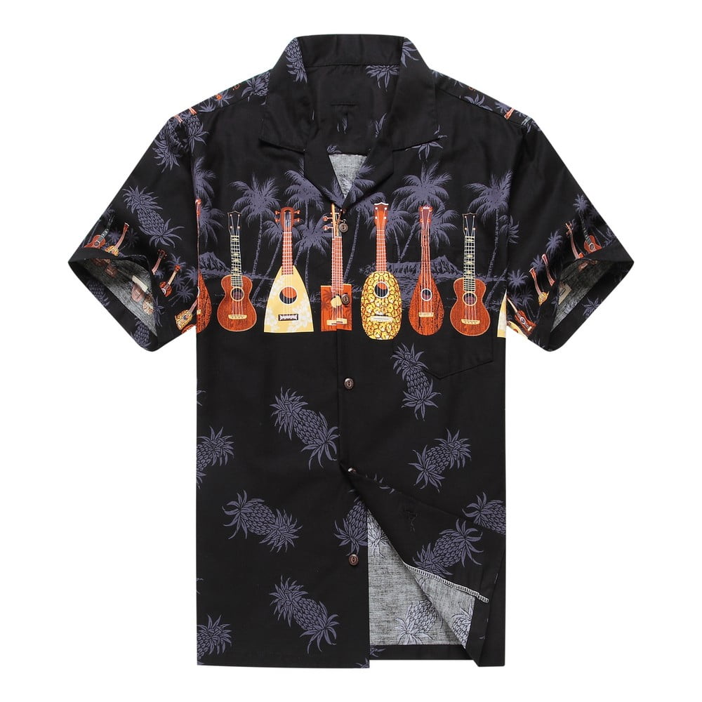 Made in Hawaii Men's Hawaiian Shirt Aloha Shirt Cross Ukulele Music in ...