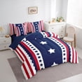 thumbnail image 3 of Homewish Cute American Stars Bedding Comforter Set, Navy Red Stripes Ombre King Bedding Sets, Cartoon US Flag Reversible Bed Sheets, Ultra Soft Bedroom Decor, 3 of 7