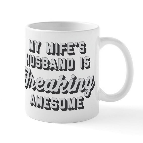 CafePress - Awesome Wife's Husband - 11 oz Ceramic Mug - Novelty Coffee Tea Cup