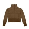 thumbnail image 4 of Dezsed Middle Big Girls Sweatshirt Half Zip Solid Crew Neck Sweatshirt Long Sleeve Pullover Crop Kids Fleece Sweatshirts 11-12 Years Brown, 4 of 9