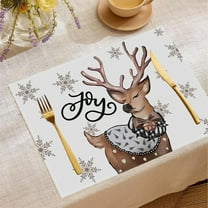 Christmas Savings! Caoblia Christmas Placemats 12x18" Washable Wipeable Heat-Proof Christmas Printing Placemats for Kitchen, Dining Table, Holiday, Party Decor Supplies, Christmas Decorations