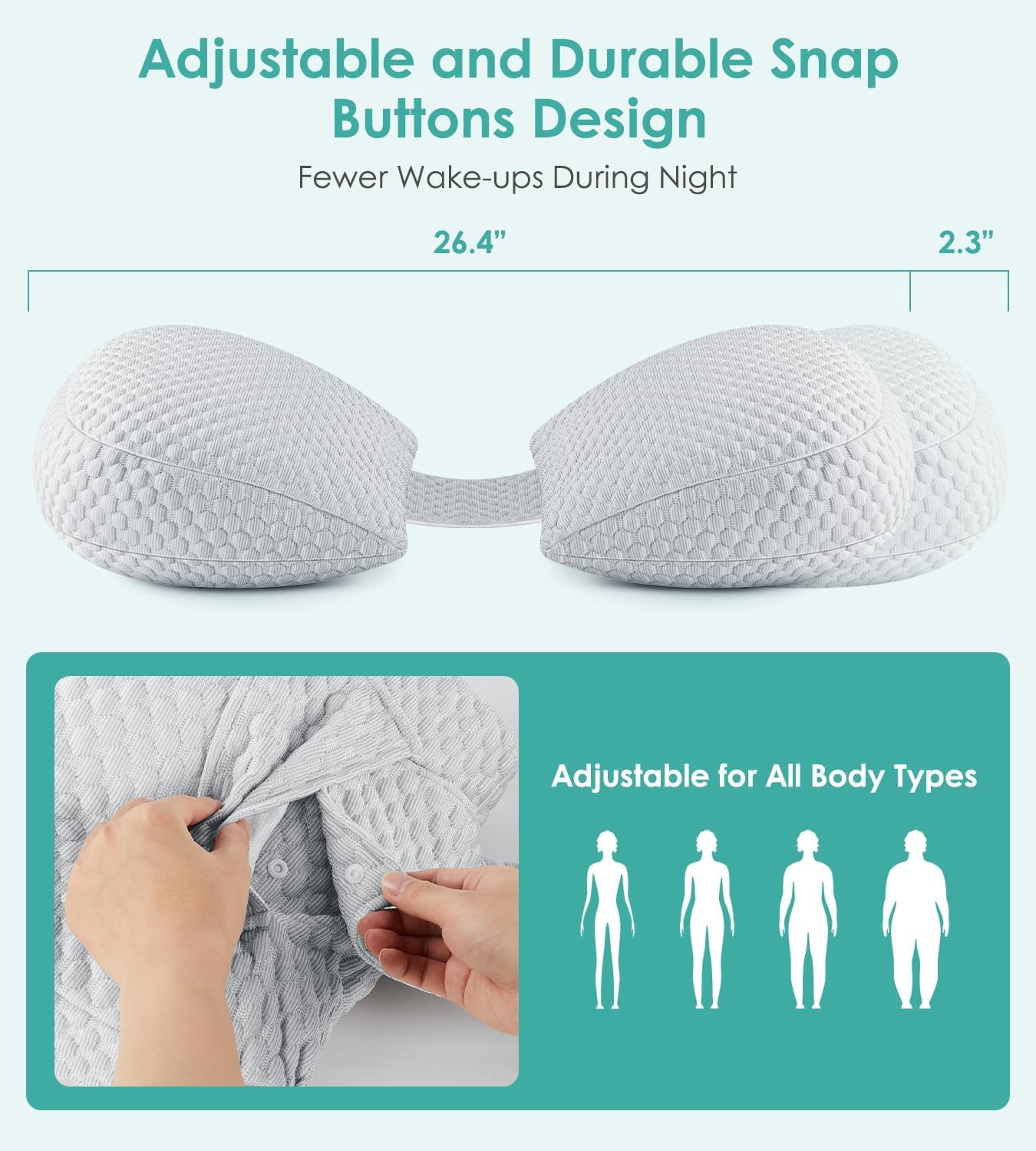 Pregnancy Pillow Cooling for Sleeping, Detachable and Adjustable Double-Sided Support Maternity Pillow Skin-Friendly for Pregnant Women Back, HIPS, Legs(30°Slope Design Verified by Expectant Mothers)