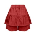 thumbnail image 5 of MIXUE Womens Skirts Solid Color Summer Fashionable Sexy Drawstring Pleated Wide Leg Casual Mini Skirt Sportwear,Red,S, 5 of 9