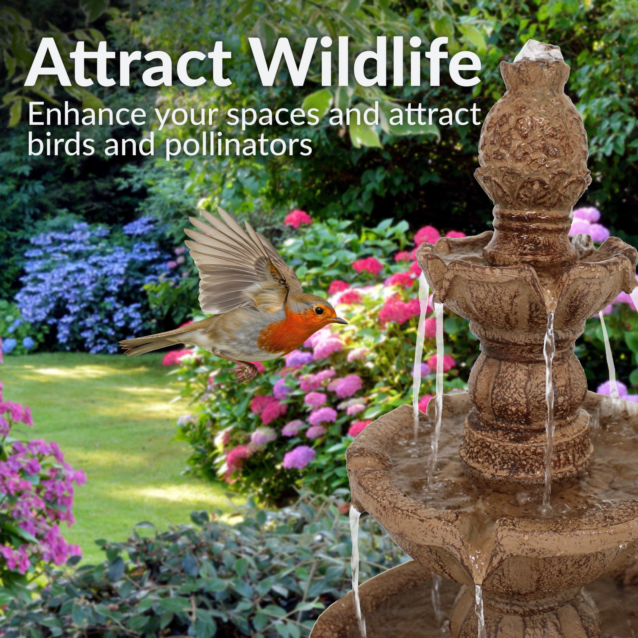 Sunnydaze Pineapple Traditional Earth Resin 4-Tier Outdoor Water Fountain