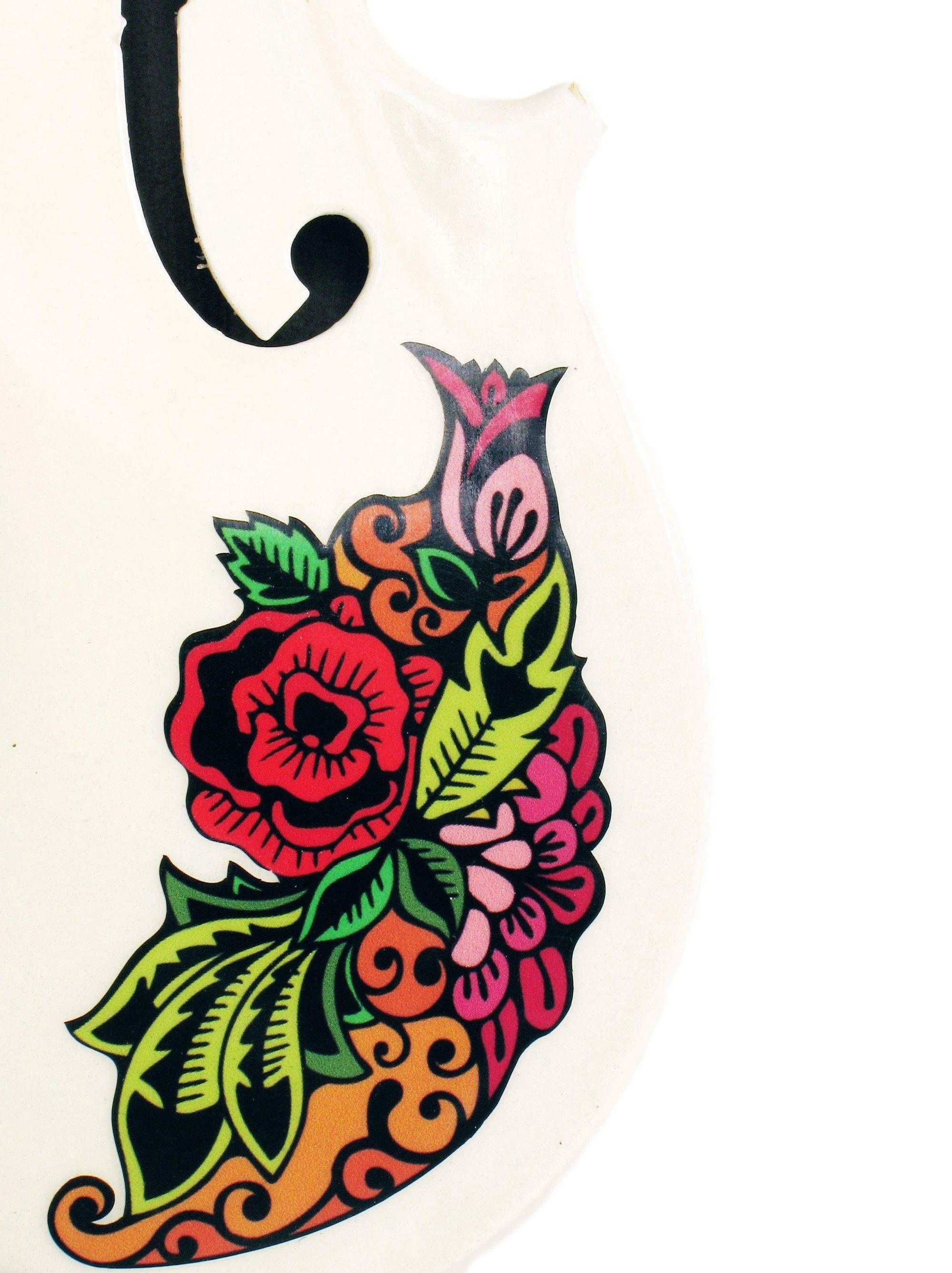 Rozanna's Butterfly Rose Tattoo Violin Outfit, 4/4 Size, Wood Body, Hand Gloss Finish, Bow Included