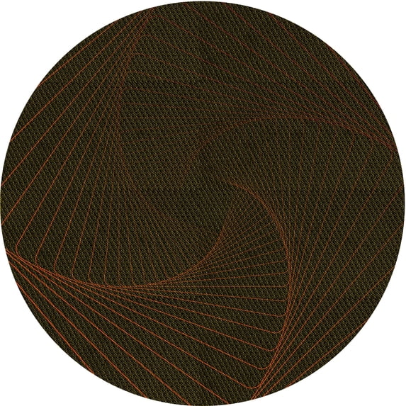 Ahgly Company Machine Washable Indoor Round Transitional Black Brown Area Rugs, 4' Round