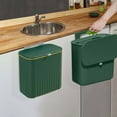 thumbnail image 5 of AuroraX Affordable Luxury Kitchen Trash Can with Sliding Lid Green Stylish Hanging 3.7 Gallon Wastebaskets Plastic Contemporary Trash Bin for Living Room, 5 of 6