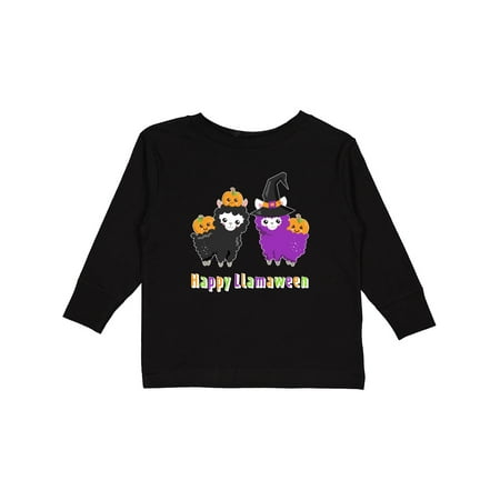 

Inktastic Happy Llamaween with Cute Llamas and Pumpkins Boys or Girls Long Sleeve Toddler T-Shirt