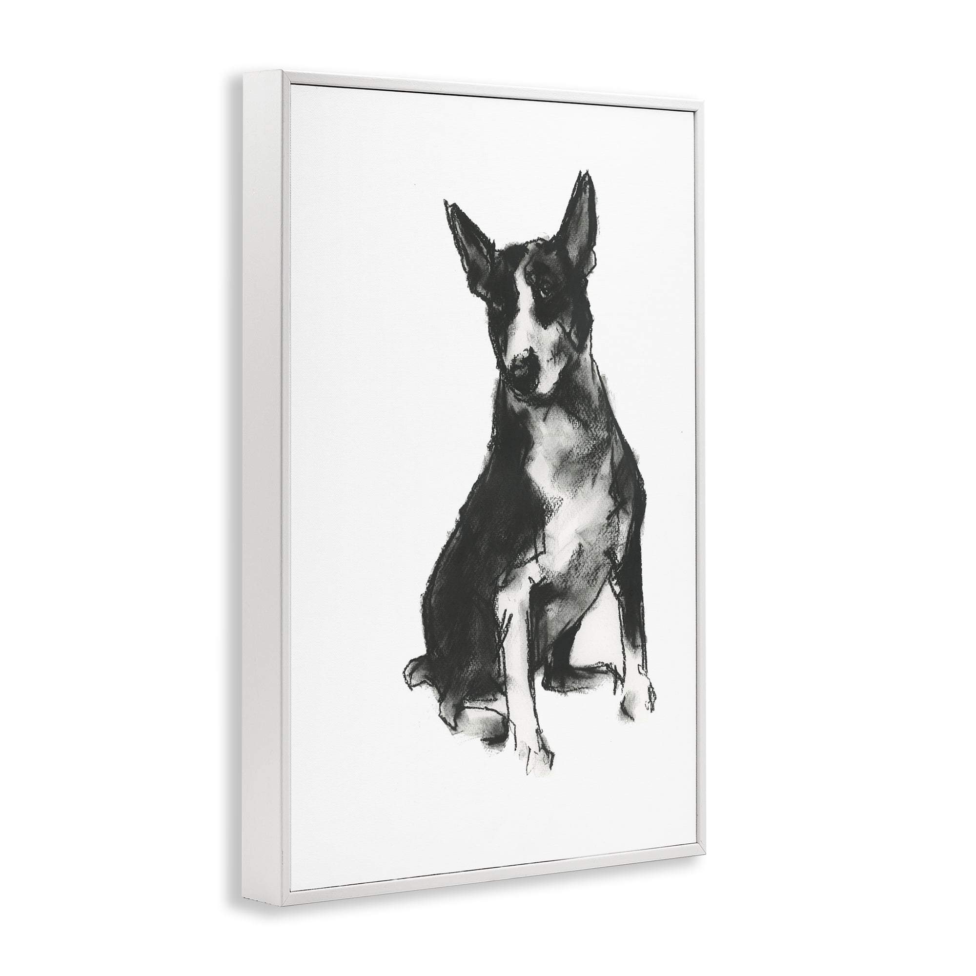 Stupell Industries Charcoal Dog Drawing Animals & Insects Drawing White Framed Art Print Wall Art, 20 x 30