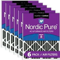 Nordic Pure 20x20x4 (3 5/8) Pleated Plus Carbon Air Filters MERV 8 6 Pack