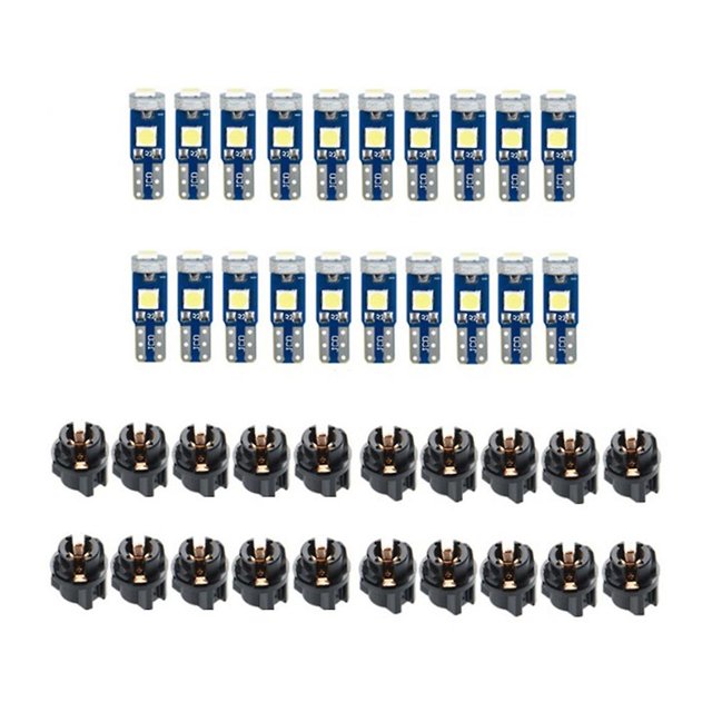 20 luces LED T5 para indicador de panel de tablero de automóvil, reemplazo de luz 3030-3SMD con giro negro azul, negro azul