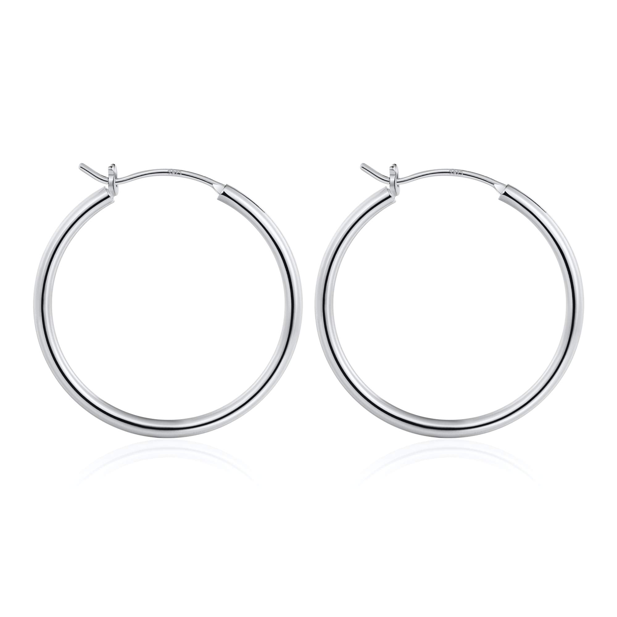 Large Silver Hoop Earrings - Willow Detachable Moonstone Gemstone