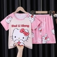 thumbnail image 1 of Sanrio-Pijama Kawaii de Anime para niños, ropa de casa de dibujos animados, Mymelody, Kuromi, Cinnamoroll, sección delgada, de manga corta, 1 of 5