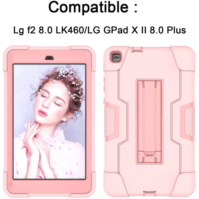 Mignova Case for LG f2 8.0 LK460/LG GPad X II 8.0 Plus, Hybrid Three Layer Heavy Duty Shockproof Rugged Full Body Protective Cover with Kickstand for LG f2 LK460/LG GPad X II Plus(Rose Gold)