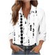 thumbnail image 3 of TaTaai Women Long Sleeve Printed Button Down Shirt Collared Casual Blouse Ladies Daily Lounge Work Wear Soft Comfortable No Fading Versatile Stylish Top Gift, 3 of 6