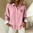 thumbnail image 4 of purcolt Women's Valentine's Day Button Up Shirts Long Sleeve V Neck Collared Shirts Dressy Casual Business Work Tops Blouse, 4 of 6