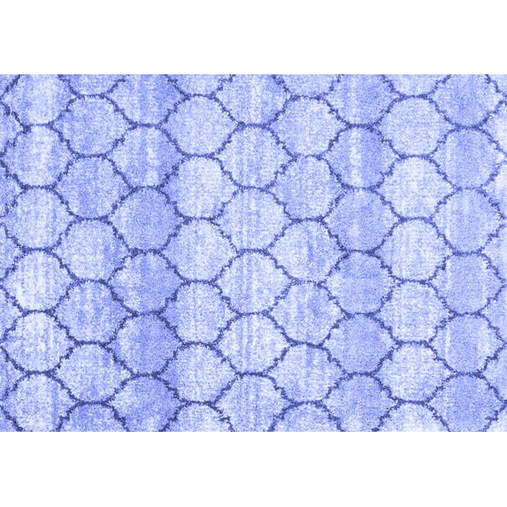 Ahgly Company Machine Washable Indoor Rectangle Trellis Blue Modern Area Rugs, 4' x 6'