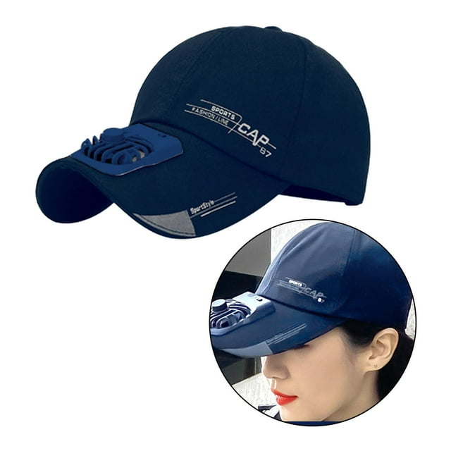 Gorra de béisbol Macarena ventilador de refrigeración Carga USB protección solar azul