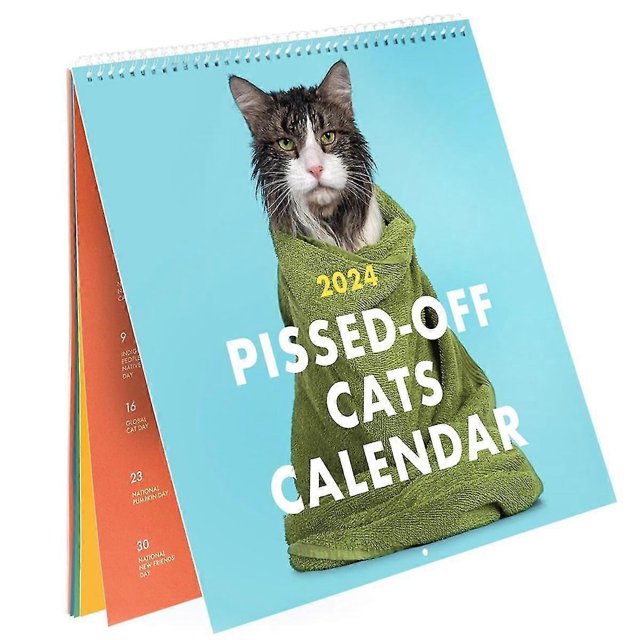 Pissed Off Cats Calendar 2024 Funny Cat Wall Calendar, Creative Calendar, Cat Hanging Calendar, 12 Months Cat