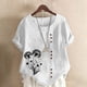 thumbnail image 2 of Vestidos Casuales Para Mujer, Blusas De Mujer De Moda Blusa informal de lino con botones y manga corta estampada para mujer, 2 of 4