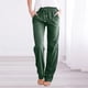 thumbnail image 5 of Pantalones elásticos con cordón para mujer: pierna recta lisa, cintura media, estilo informal/para la playa, tallas S-XXXL (tallas UK/EU/US), 5 of 5