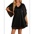 thumbnail image 3 of Vestido Brillante para Mujer, con Mangas Murciélago, para Cóctel y Club. Negro S, 3 of 9