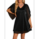 thumbnail image 3 of Vestido Brillante para Mujer, con Mangas Murciélago, para Cóctel y Club. Negro S, 3 of 9